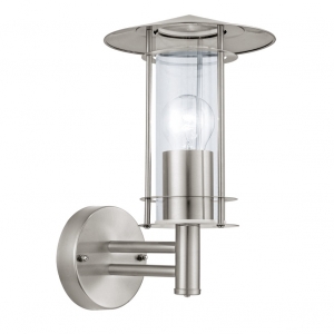 Wandleuchte LISIO E27 IP44 Edelstahl, Glas klar