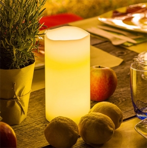 Echtwachskerze, warmwei�e Leds, Batteriebetrieben H:20cm �10