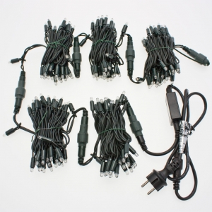 LED Lichterkette 20m 200 MaxiLed weiss + Flash kw Kabel gr�n