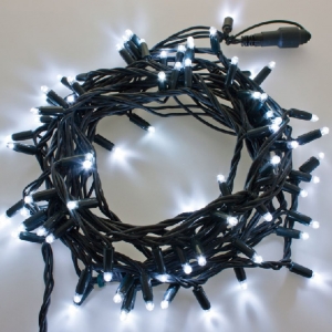 LED Lichterkette 20m 200 MaxiLed kaltwei�  Kabel gr�n