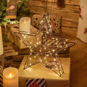 Leuchtender 3D-Stern, 80 warmweie Micro-LEDs