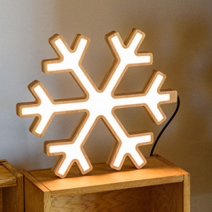 Schneeflocke aus Naturholz, 30 cm, warmwei�e LED, f�r den Innenbereich