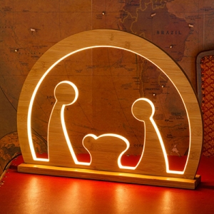 Weihnachtskrippe Holz 52,5x42x8cm