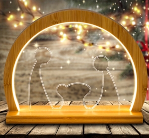 Presepe di Natale legno/plexi 30x8x26cm