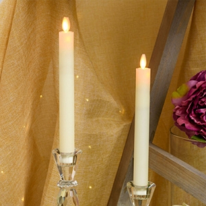 2er Set LED Stabkerzen aus Echtwachs Opik elfenbeinfarbig, Hhe 23 cm, warmwei