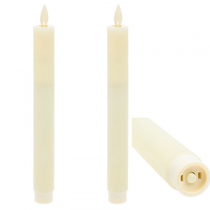 2er Set LED Stabkerzen aus Echtwachs Opik elfenbeinfarbig, Hhe 23 cm, warmwei