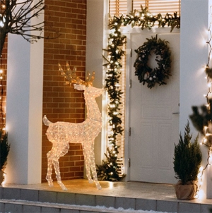 3D Light Cream & Brown Rentier mit gedrehtem Kopf h 160 cm, 380 LEDs Extra Warmwei�