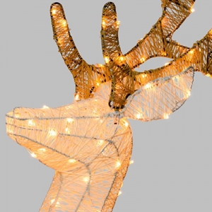 3D Light Cream & Brown Rentier mit gedrehtem Kopf h 160 cm, 380 LEDs Extra Warmwei�