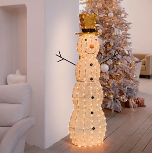 3D Light Cream & Brown Schneemann h 150 cm, 320 LEDs Extra Warmwei�