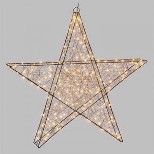 3D-Kupferstern  80 cm, 240 Micro LEDs warmwei