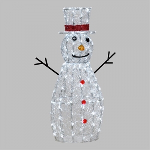 Schneemann weiches Akryl, h. 90 cm, 180 kaltwei�e LEDs, batteriebetrieben