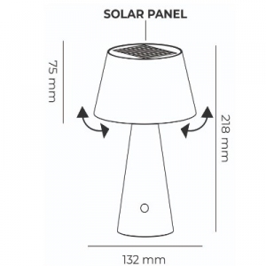 Wiederaufladbare Solar-Tischlampe schwarz schwenkbarer Lampenschirm