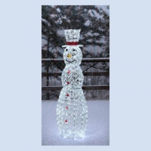 Schneemann aus Acryl  H�he 150 cm kaltwei�es LED-Licht