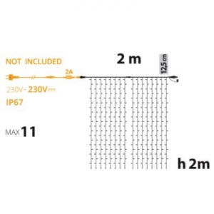 Lichtvorhang 2xH2m,320Maxi-LEDs warmweiss,Kabel weiss,IP67