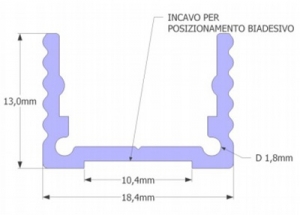 Aluminium Profil LED 18,4x13mm / 2mt.