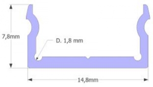 Aluminium Profil-Einzugschiene 14,8x7,8mm