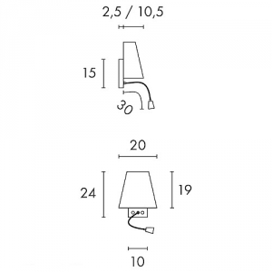 Wandleuchte COUPA FLEXLED 1xG9 Schirm wei�/chrom