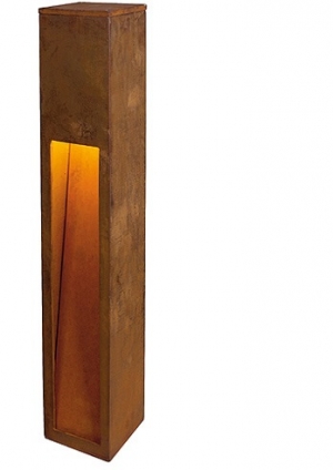 RUSTY SLOT Wegeleuchte, FeCSi-Stahl gerostet, E27, H:80cm UNIKAT
