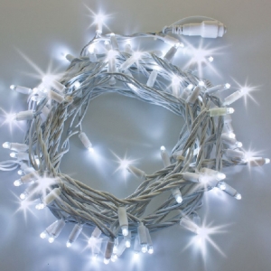 LED Lichterkette 20m 200 MaxiLed weiss + Flash kw Kabel weiss