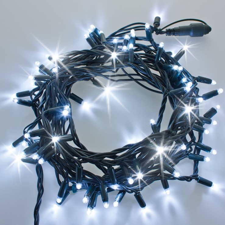LED Lichterkette 20m 200 MaxiLed Kaltweiß Kabel Grün - Öko Light Service