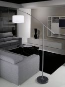 NADINA lamp.a stelo, acciaio, nickel-opaco / bianco E27