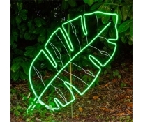Tropisches Lichtschlauch-Blatt mit Neon-Effekt 53 h 114 cm, LEDs grün